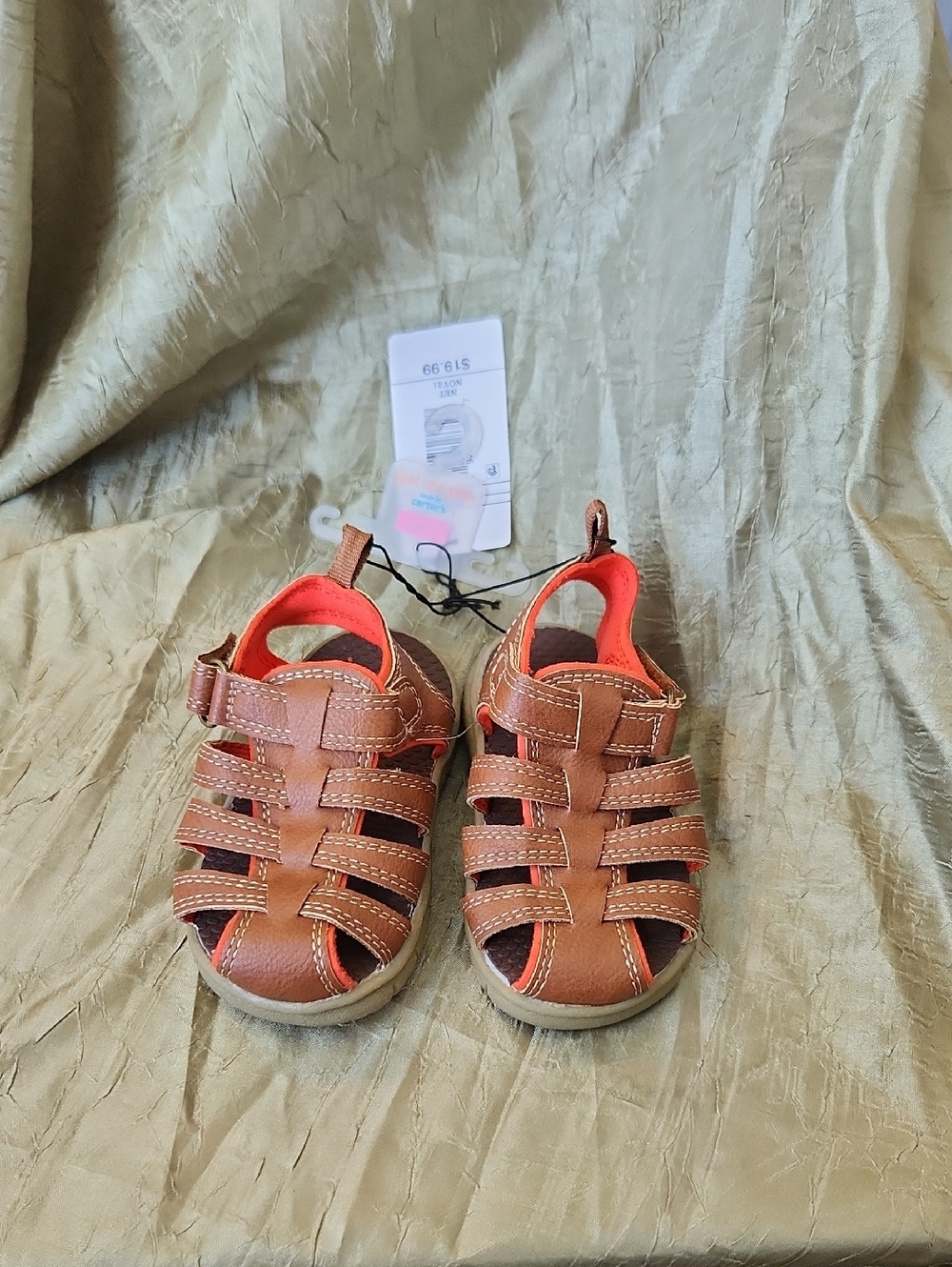 Carter's Brown Sandal with Orange Trim for Kids